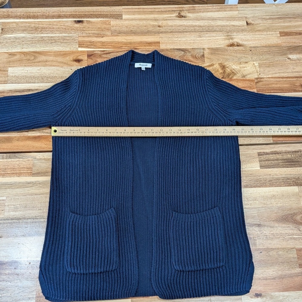 Madewell Womens Nolan Cardigan S Navy Ribbed Open Front Pockets Cotton Classic - Picture 5 of 9